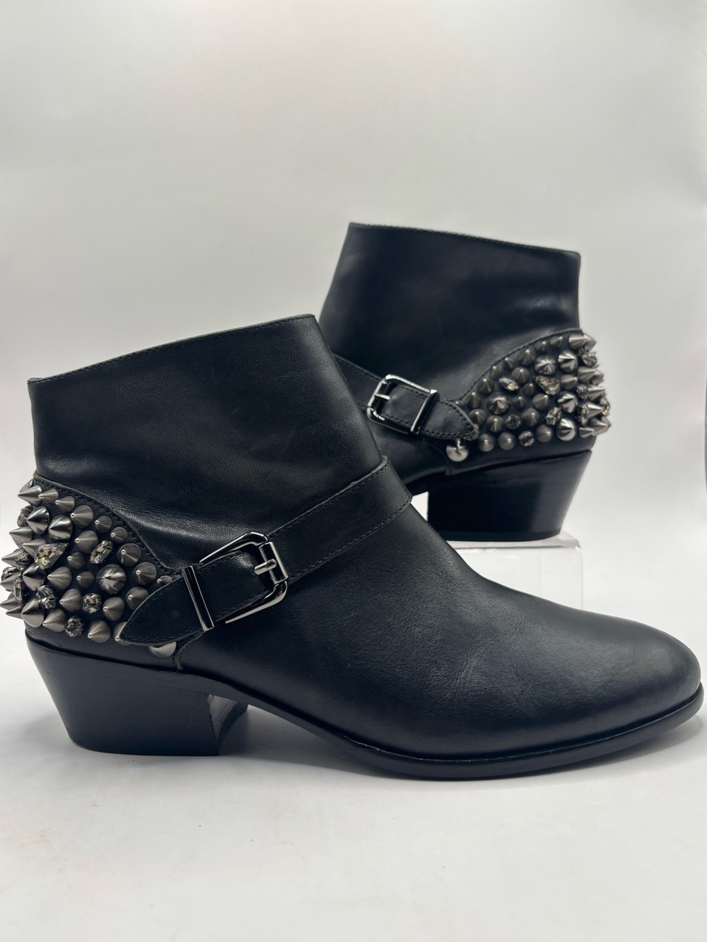 Sam Edelman Black Studded & Rhinestone Ankle Booties US6